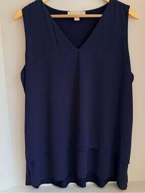 Michael Kors Navy V-Neck Layered Sleeveless Top